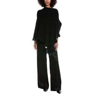 La Fiorentina Sequin Border Poncho, Black